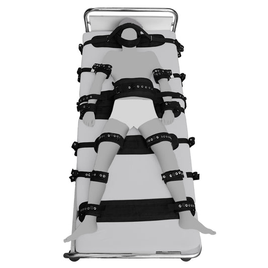 12-Punkt Fixierung Bett Restraints Schwarz