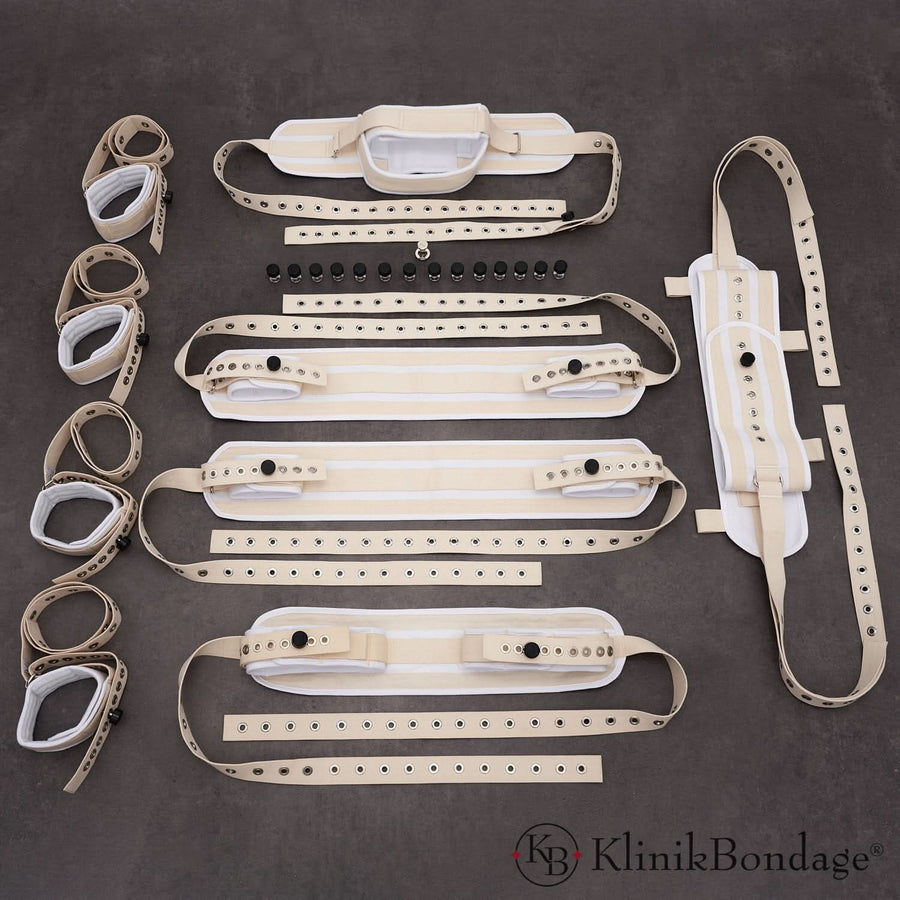 12 Punkt Fixierung Bettfessel Set Weiß, KlinikBondage