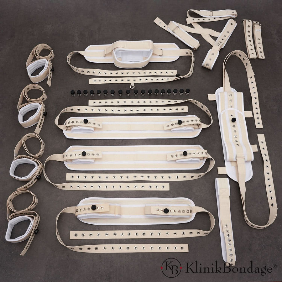15 Punkt Fixierung Bettfessel Set Weiß, KlinikBondage