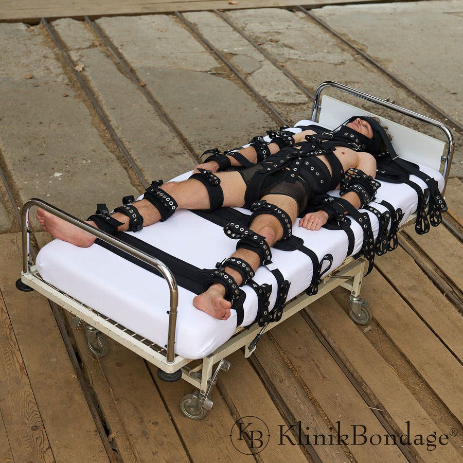 20 Punkt Fixierung Bettfessel Set Schwarz, KlinikBondage