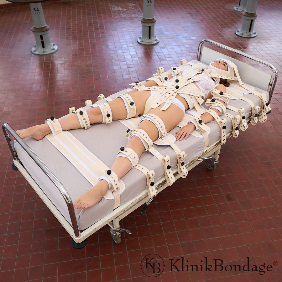 20 Punkt Fixierung Bettfessel Set Weiß, KlinikBondage
