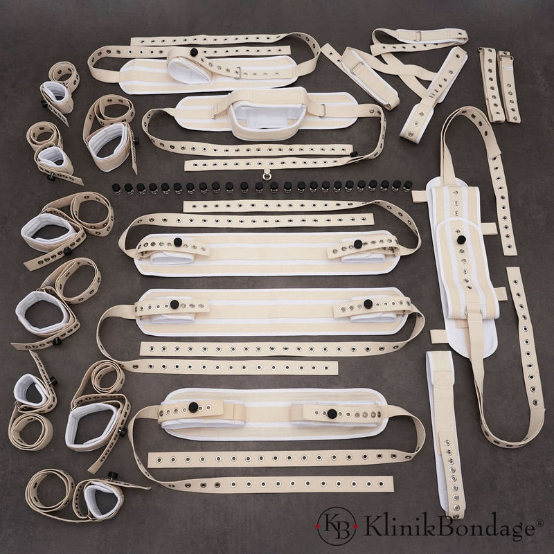 20 Punkt Fixierung Bettfessel Set Weiß, KlinikBondage