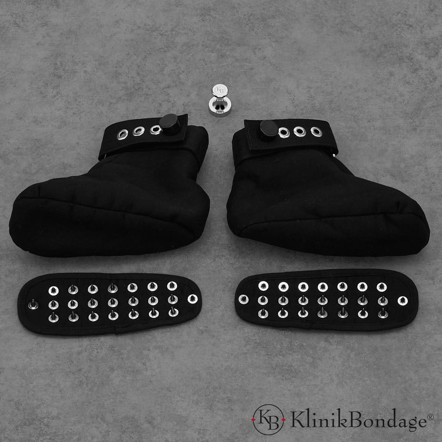 BDSM Krabbelschuhe Schwarz, KlinikBondage