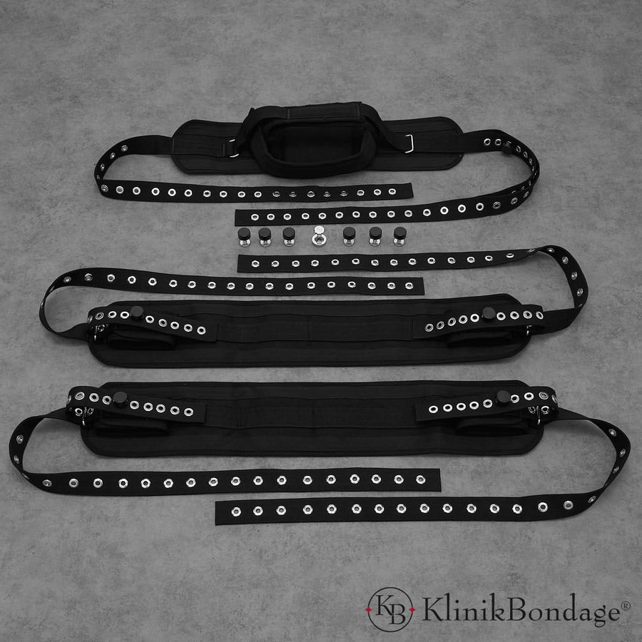 5 Punkt Fixierung Bettfessel Set Schwarz, KlinikBondage