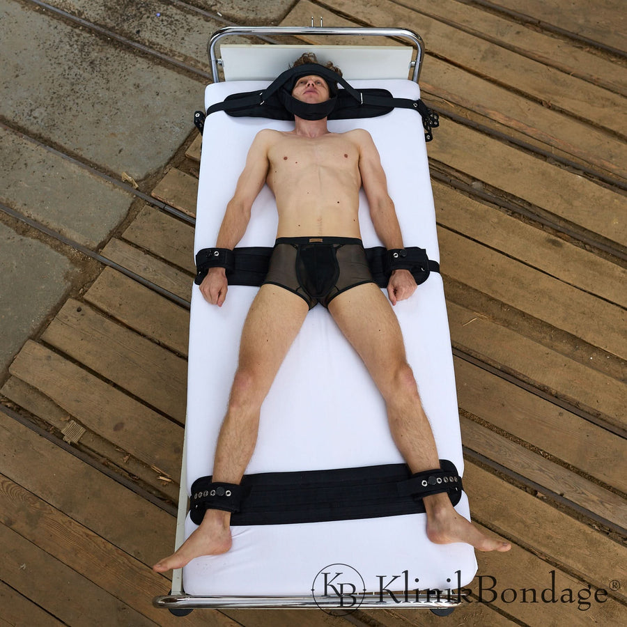 5 Punkt Fixierung Bettfessel Set Schwarz, KlinikBondage