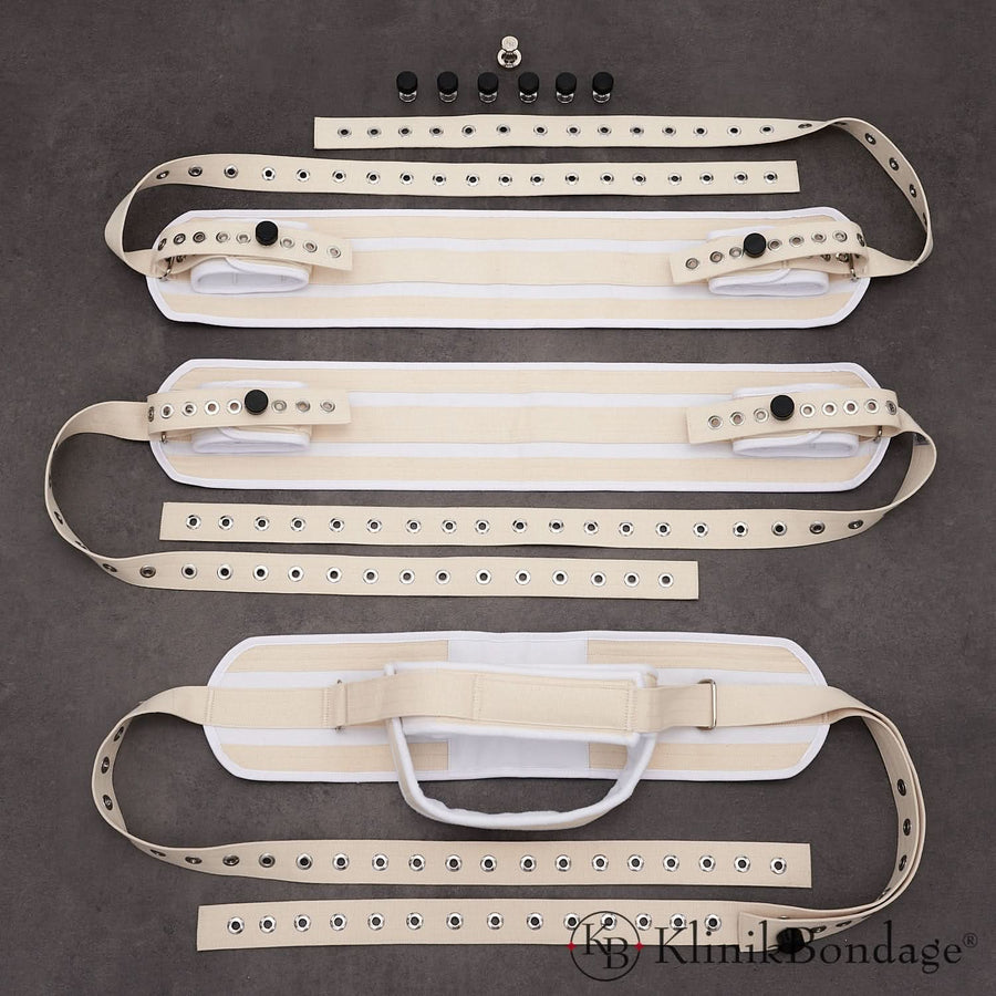 5 Punkt Fixierung Bettfessel Set Weiß, KlinikBondage