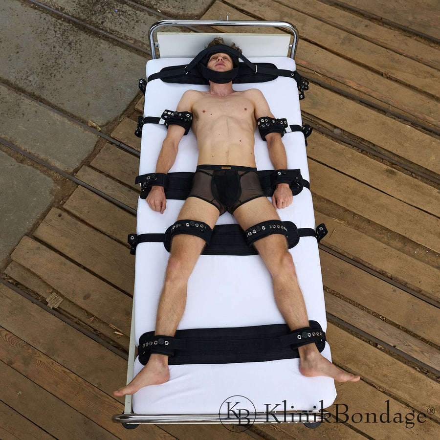 9 Punkt Fixierung Bettfessel Set Schwarz, KlinikBondage