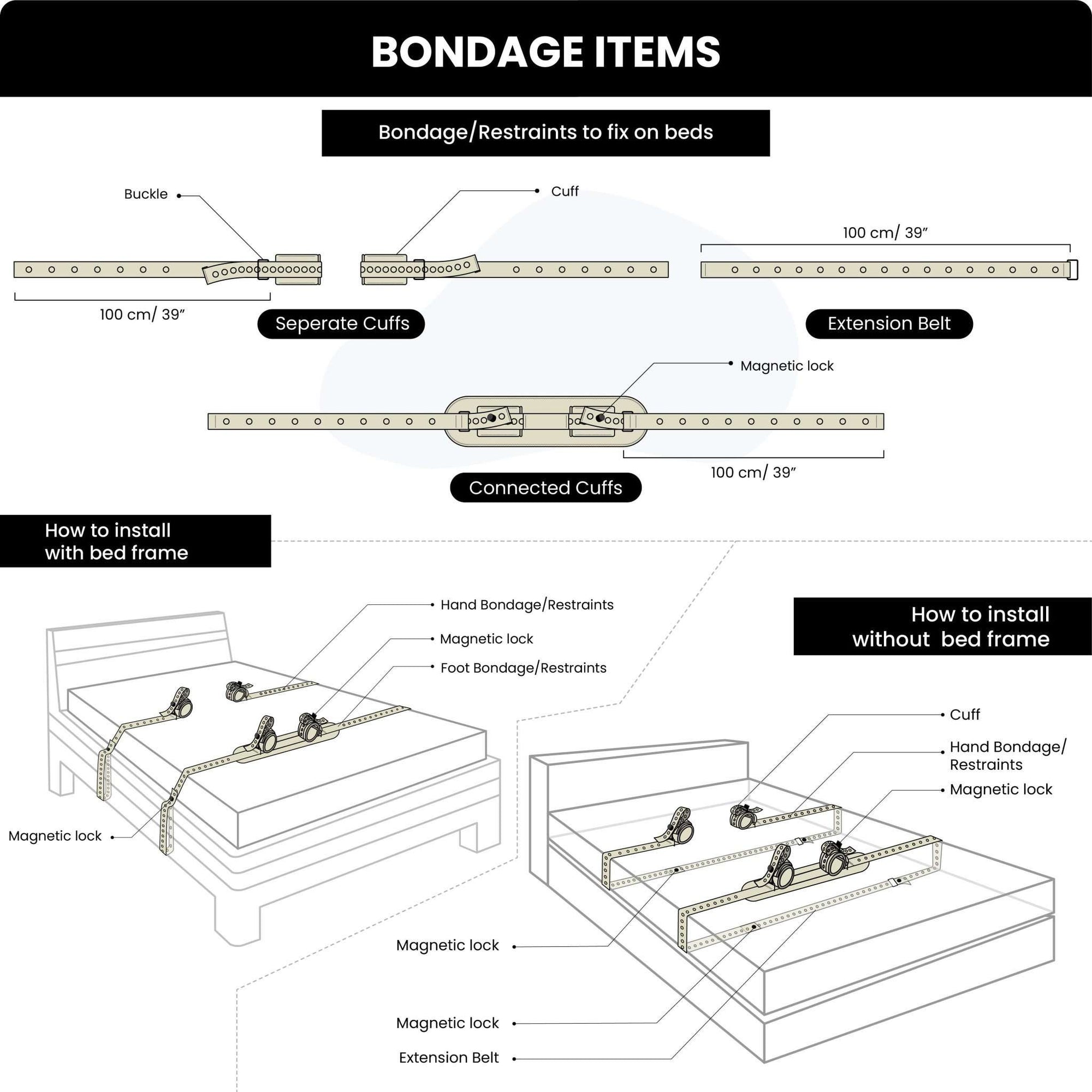 Extension Belt Bondage Restraint 100cm/39''