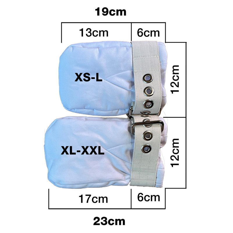 Fäustlinge Fixierung Handschuhe Weiß, KlinikBondage