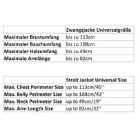 Zwangsjacke Größe
