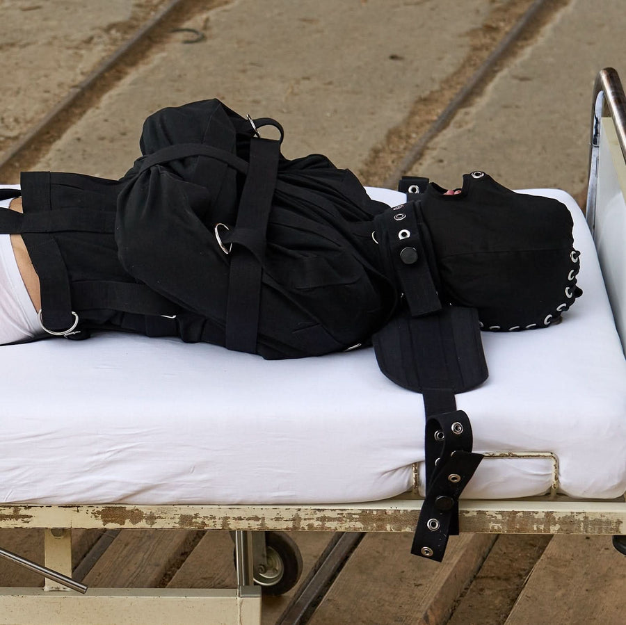 Zwangsjacke BDSM Set Schwarz, KlinikBondage