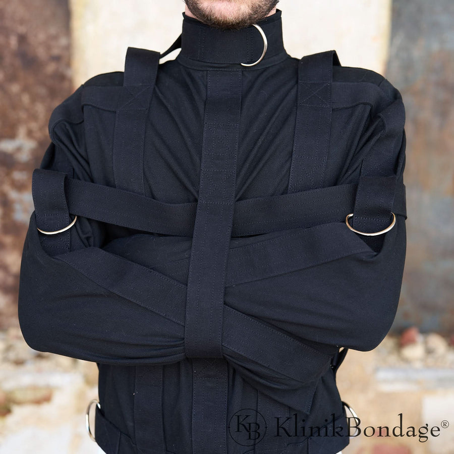 Fixiergurt Zwangsjacke 160cm Schwarz/Weiß, KlinikBondage