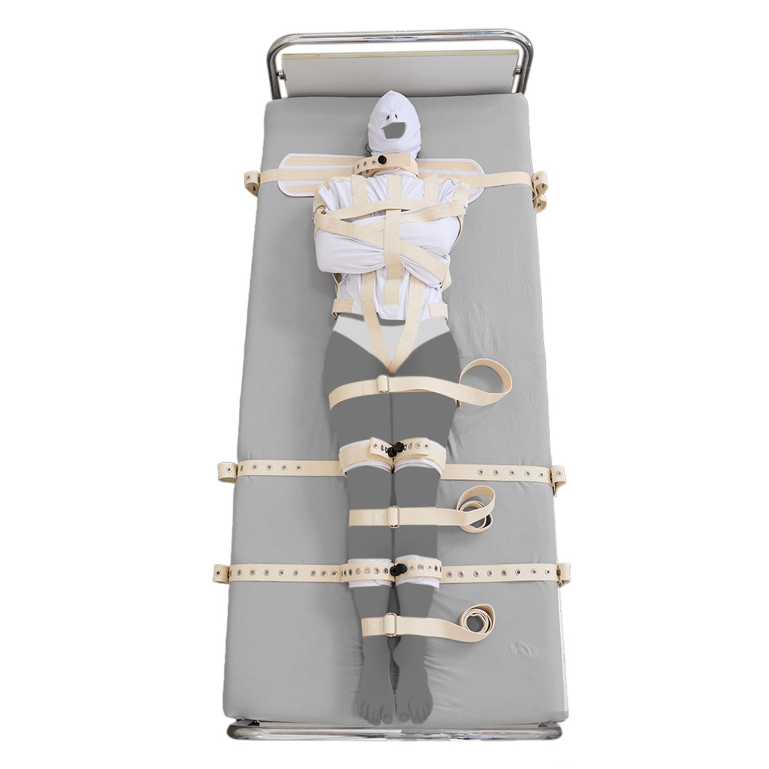 Zwangsjacke Set mit Fixierungen Gross Weiss