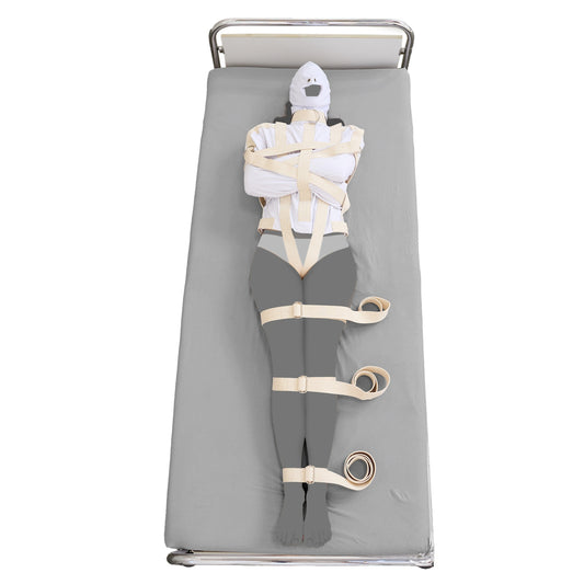 Zwangsjacke Set mit Fixierungen Mittel Weiß