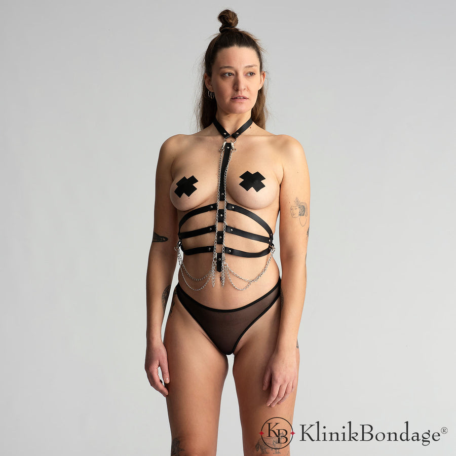 BDSM Outfit aus echtem Naturleder – verstellbar, handgefertigt und ideal für Fetisch Partys und Raves