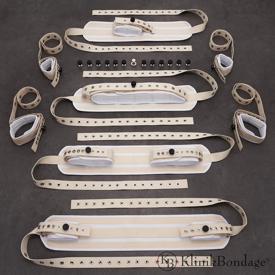 Bondage Set Groß in Weiß – komplette Fixierung mit weicher Baumwolle und innovativem Magnetschloss-System für stilvolle und sichere BDSM-Momente