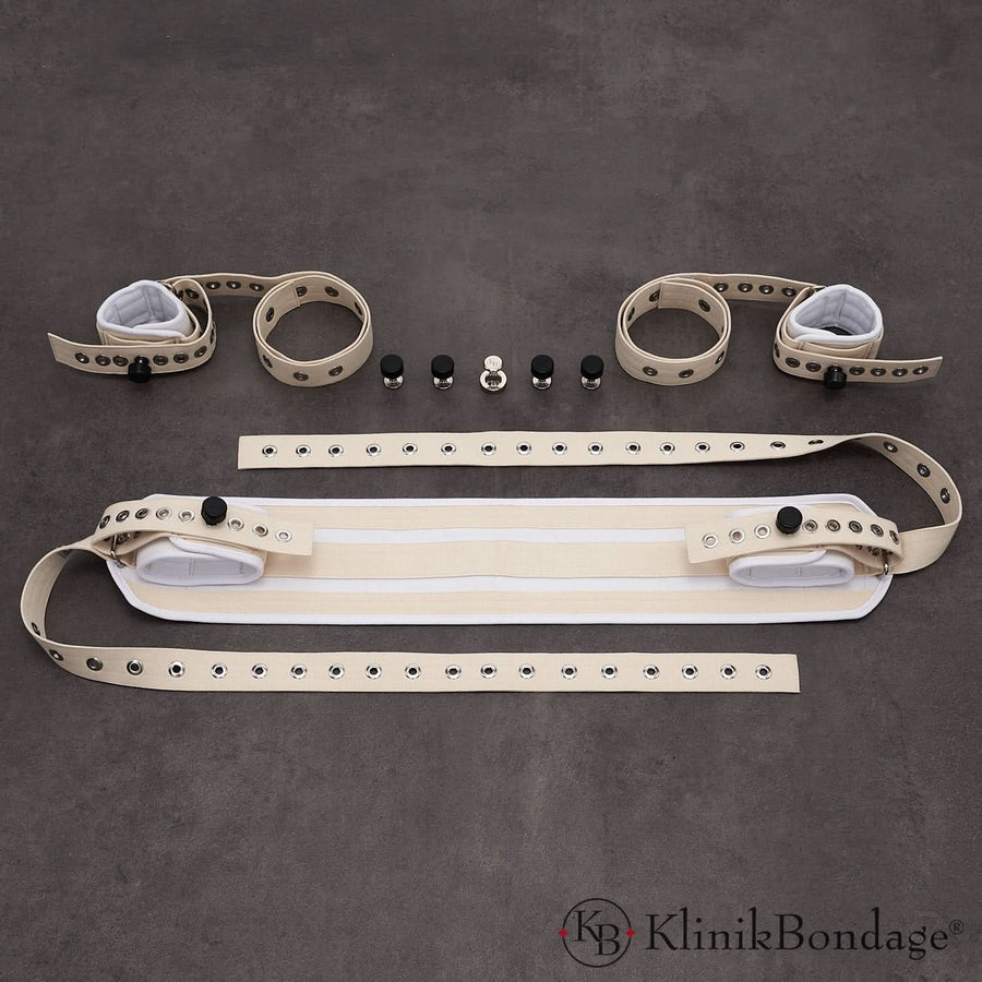Bondage Set Klein Weiß – weiches Baumwoll-Set zur Fixierung von Händen und Füßen mit innovativem Magnetverschluss für vielseitige Bondage-Erlebnisse