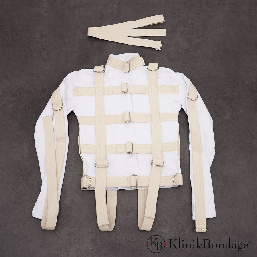 Zwangsjacke Weiß Beige, KlinikBondage